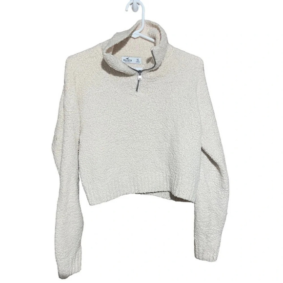 Hollister Ivory Sherpa Like Quarter Zip Size XS - Picture 1 of 4